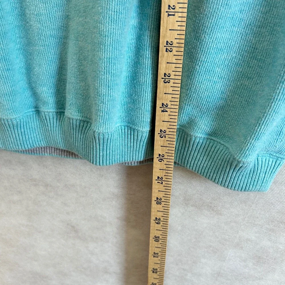 Cremieux Mens Pullover 1/4 Zip Sweater Aqua/Gray Casual Reversible Large‎